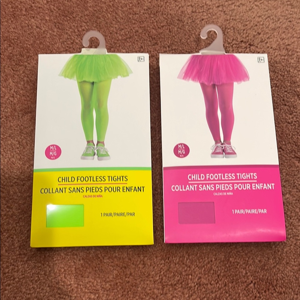 Kids Footless Tights - Green and Pink(no offer please)